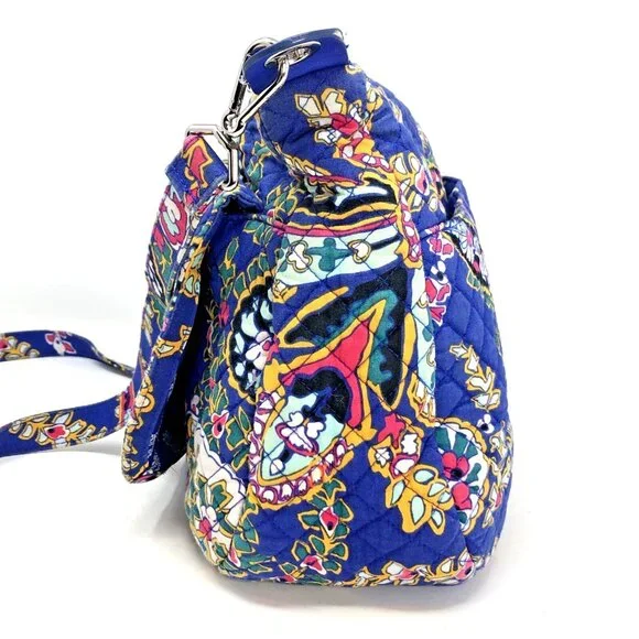 Vera Bradley Purse Iconic Shoulder Bag Carson Blue Multi Romantic Paisley Quilt - Picture 4 of 14